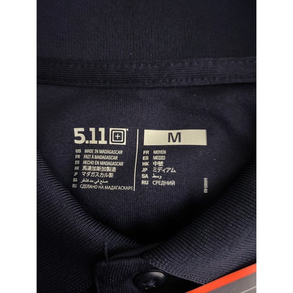 5.11 Men's Performance Short Sleeve Polo Dark Navy Snag Resistant No Roll Collar - Picture 7 of 11